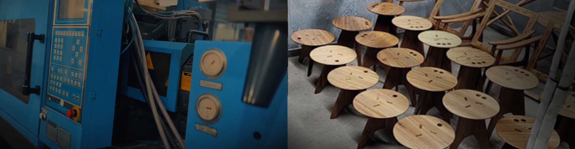 Design em fábricas de plástico e móveis