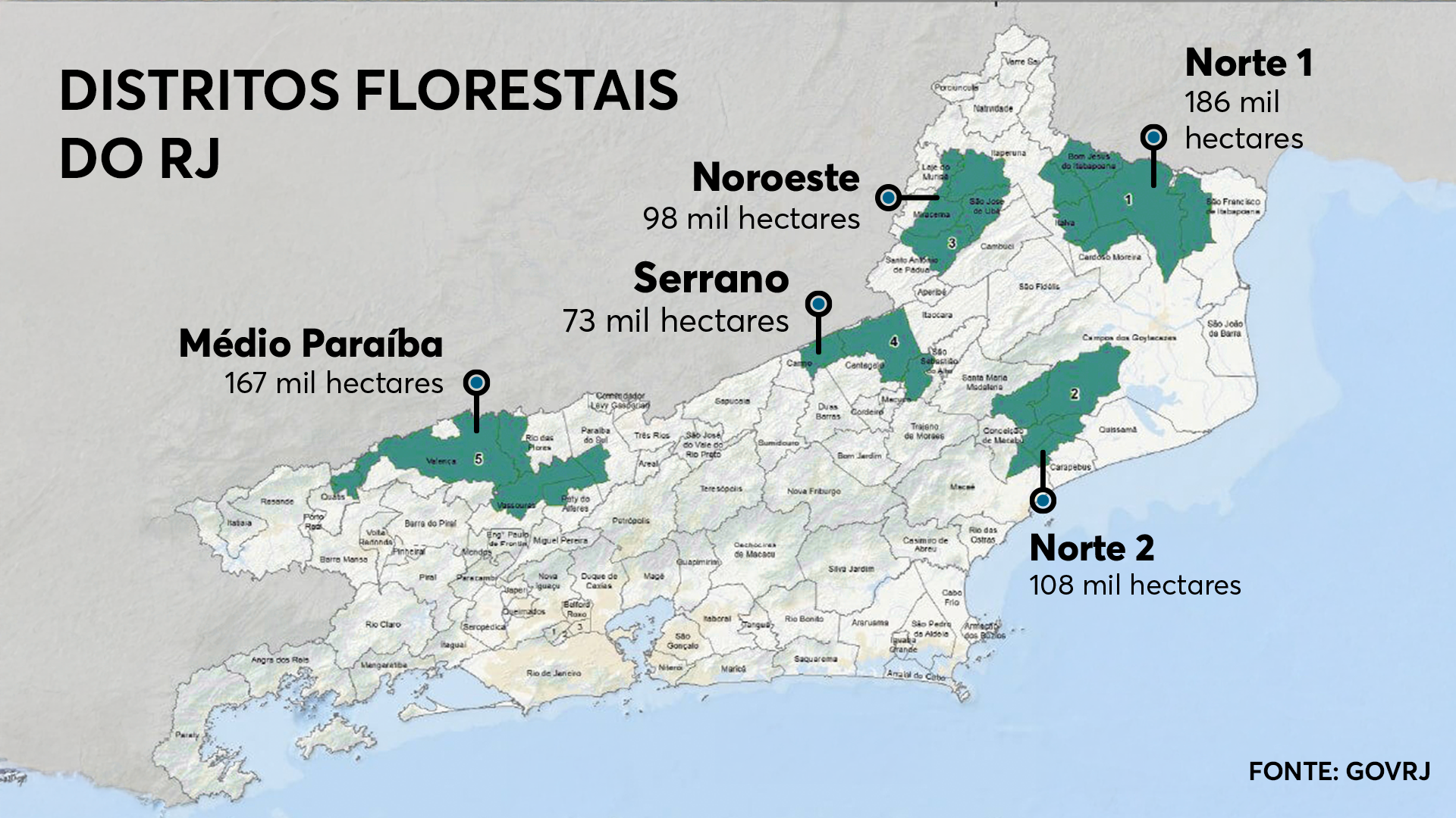 Mapa dos distritos florestais 